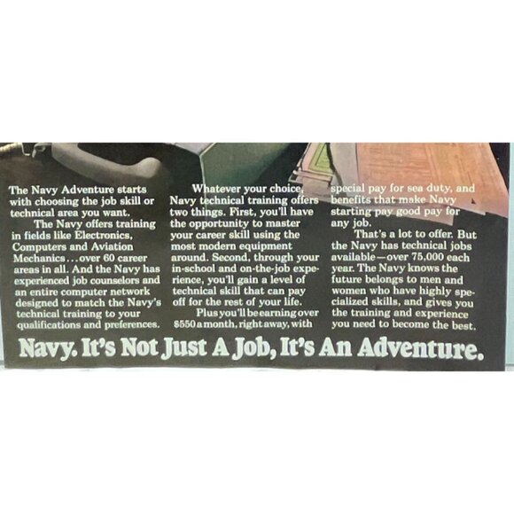 US Navy Recruitment Print Ad Vintage 1982 Its Not Just a Job Military USN - Picture 5 of 6